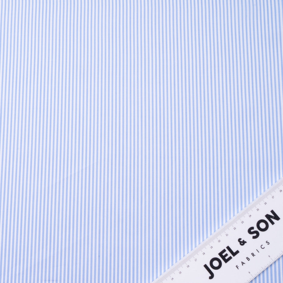 Sky Blue Striped Pure Shirting Cotton