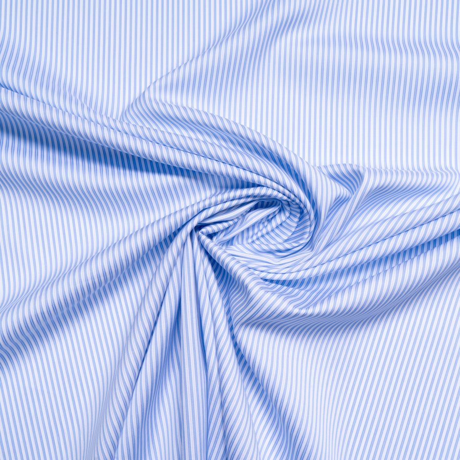 Sky Blue Striped Pure Shirting Cotton