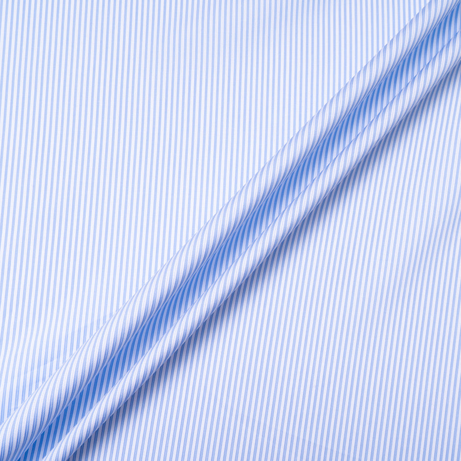Sky Blue Striped Pure Shirting Cotton