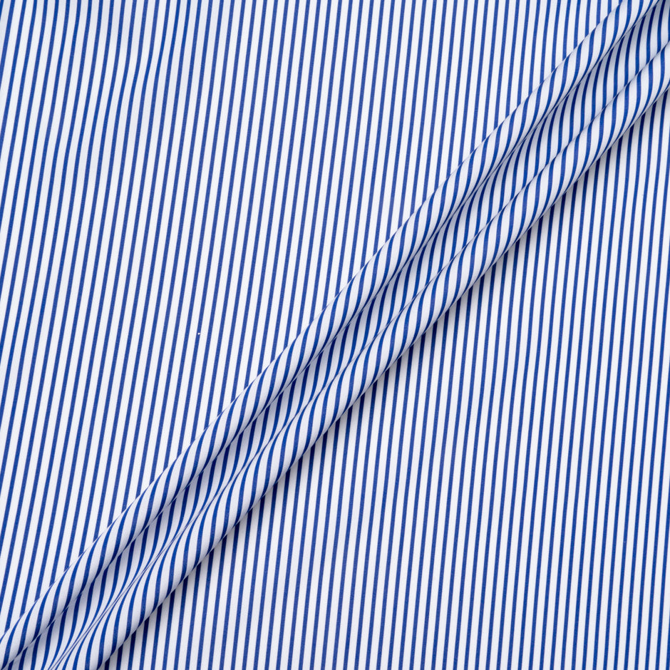 Dark Blue Striped Pure Shirting Cotton