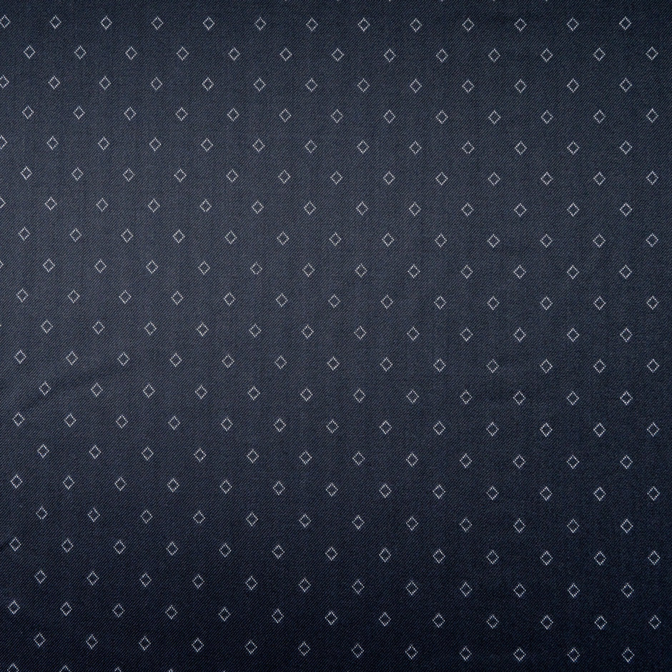 Midnight Blue Diamond Jacquard Pure Wool