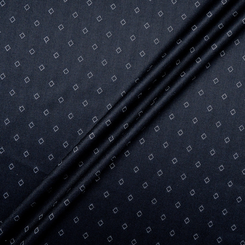Midnight Blue Diamond Jacquard Pure Wool