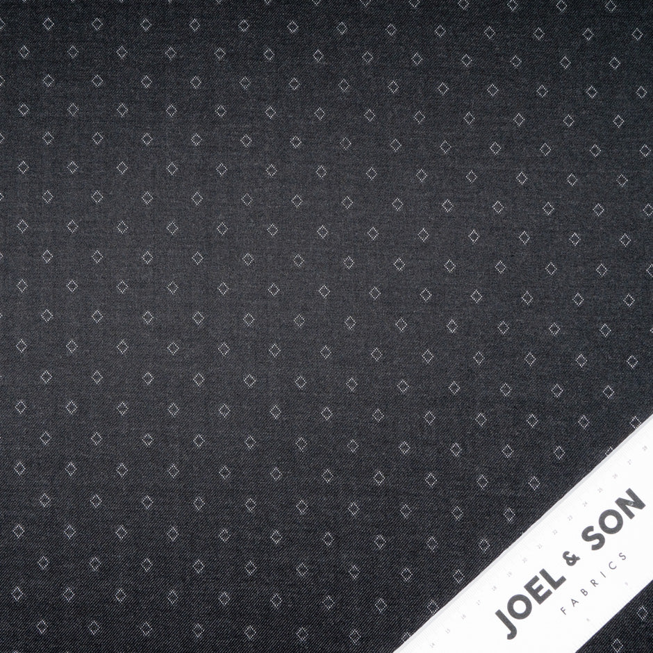 Dark Grey Diamond Jacquard Pure Wool