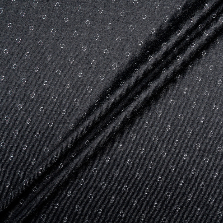 Dark Grey Diamond Jacquard Pure Wool