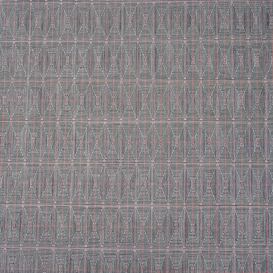 Grey & Red Geometric Jacquard Pure Wool