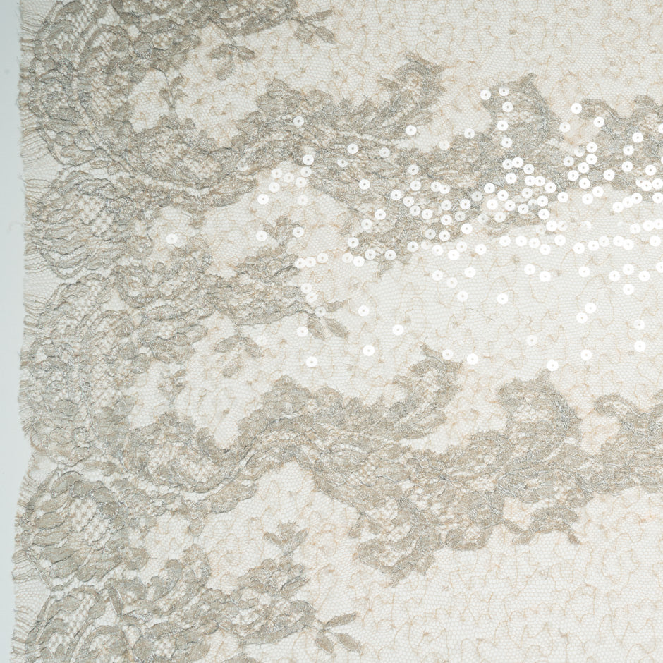 Floral Sequinned Champagne Chantilly Lace