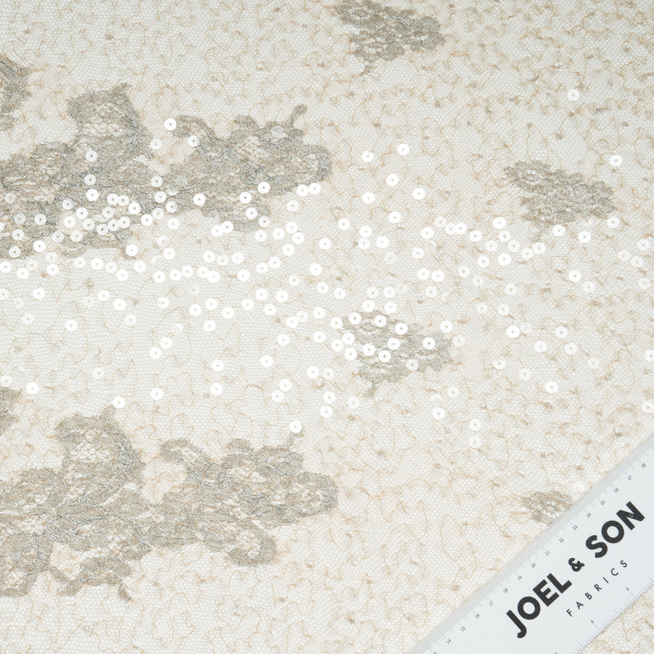 Floral Sequinned Champagne Chantilly Lace