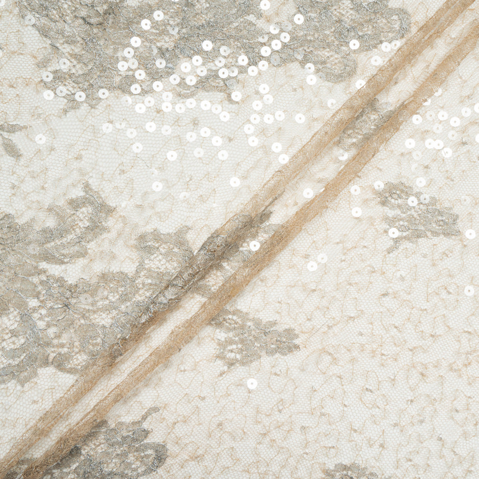 Floral Sequinned Champagne Chantilly Lace