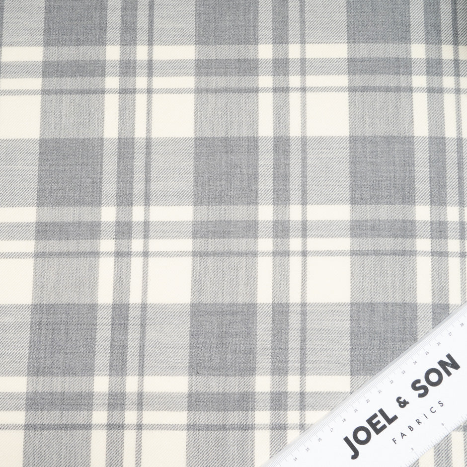 Soft Grey & ivory Pure Wool Tartan