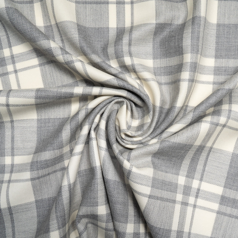 Soft Grey & ivory Pure Wool Tartan