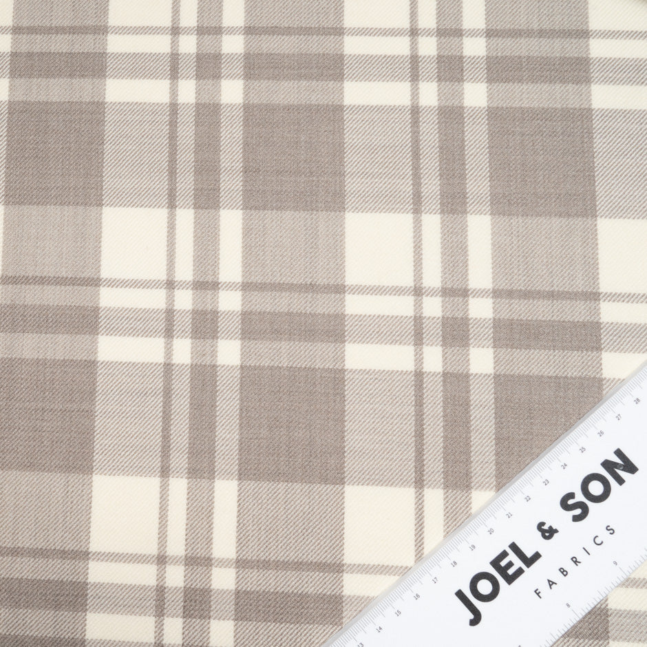 Taupe & ivory Pure Wool Tartan