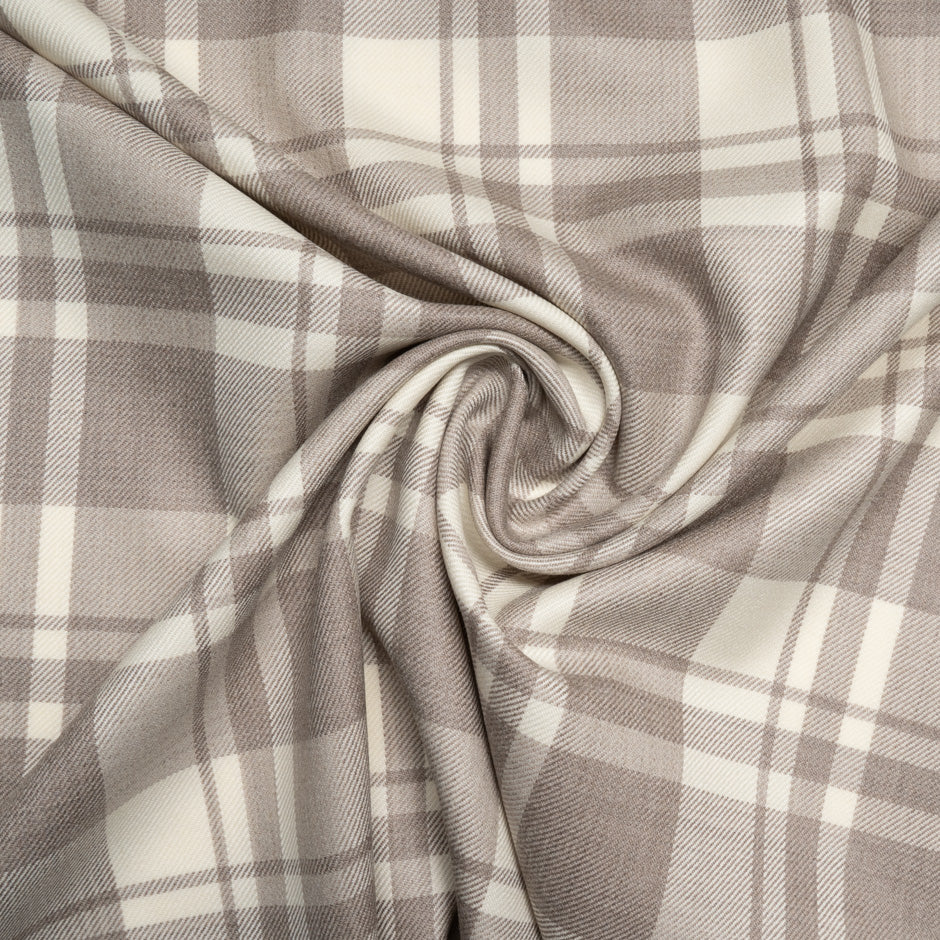 Taupe & ivory Pure Wool Tartan