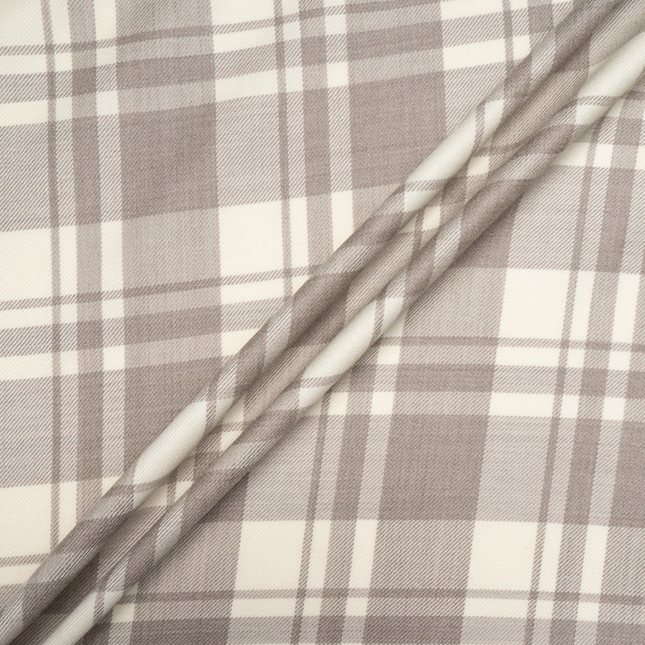 Taupe & ivory Pure Wool Tartan