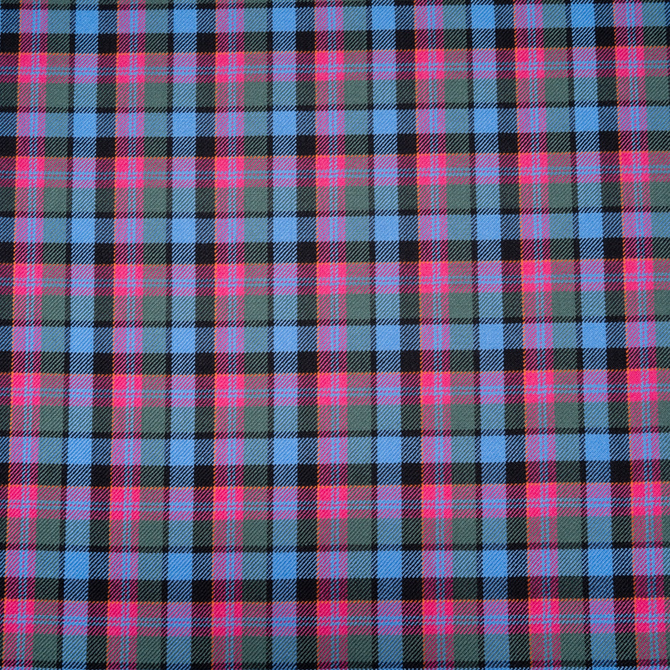 Fuchsia Pink & Blue Pure Wool Tartan