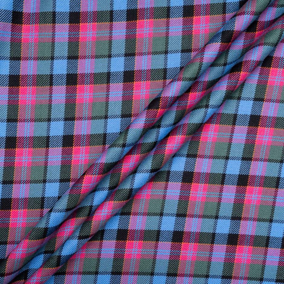 Fuchsia Pink & Blue Pure Wool Tartan