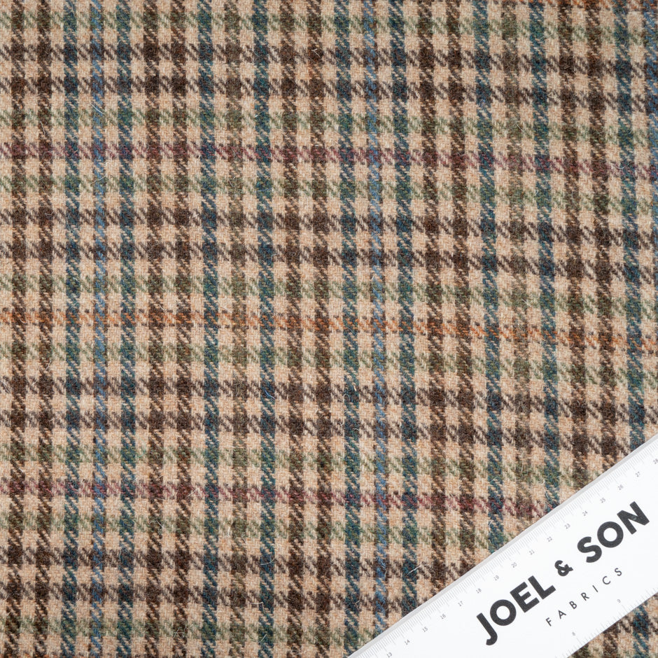 Beige Checkered Pure Wool Harris Tweed
