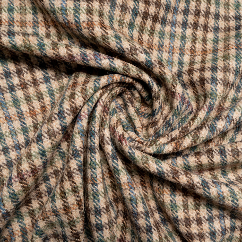 Beige Checkered Pure Wool Harris Tweed