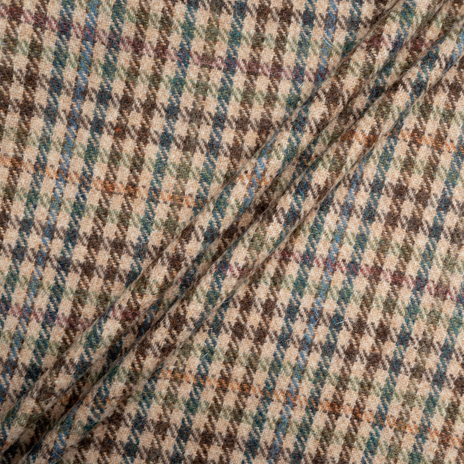 Beige Checkered Pure Wool Harris Tweed