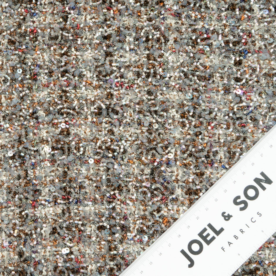 Multi Checkered Beaded Wool Bouclé