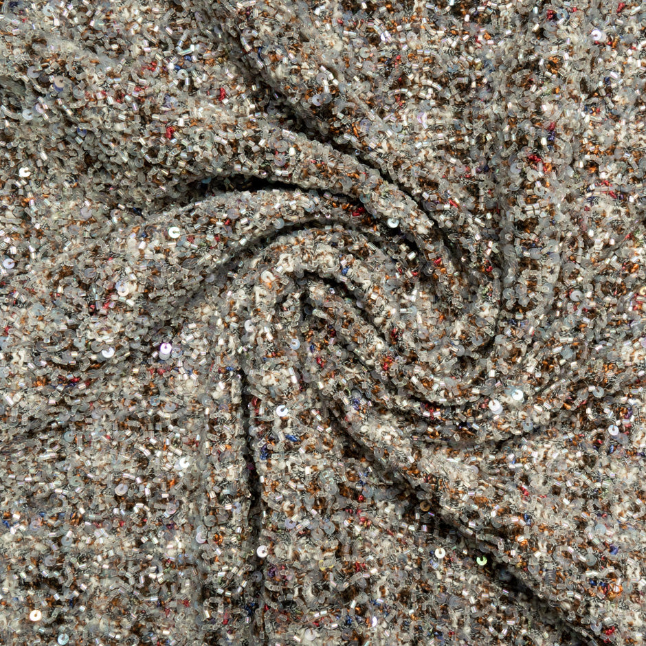 Multi Checkered Beaded Wool Bouclé