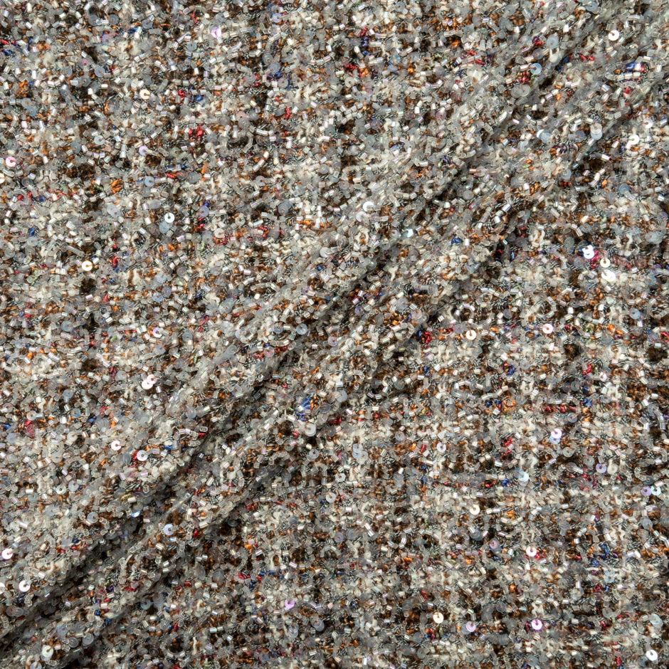 Multi Checkered Beaded Wool Bouclé