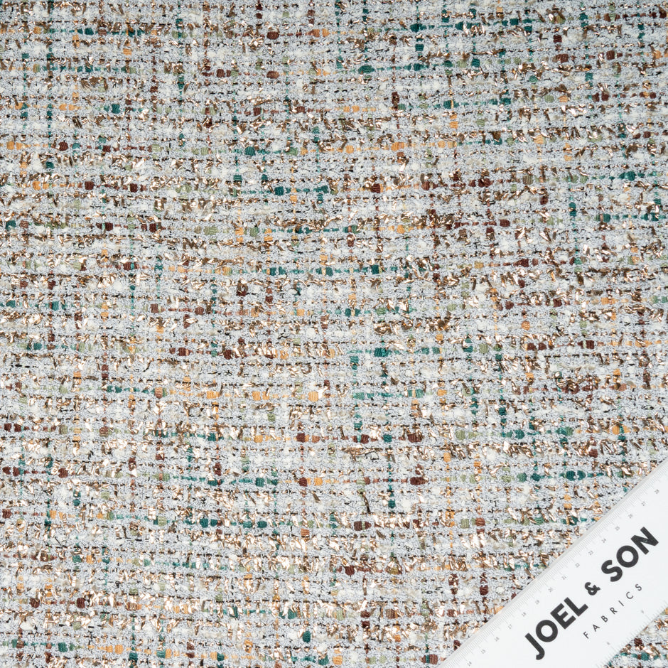 Multi-Coloured & Gold Metallic Woven Bouclé
