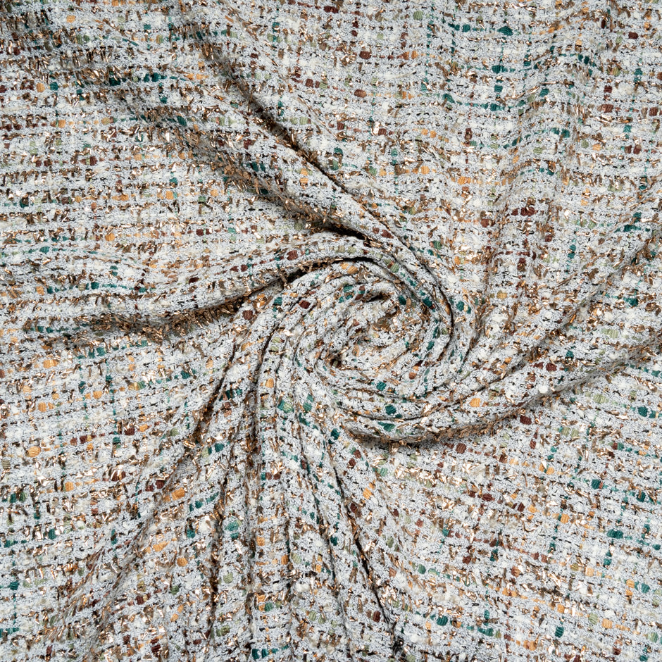 Multi-Coloured & Gold Metallic Woven Bouclé