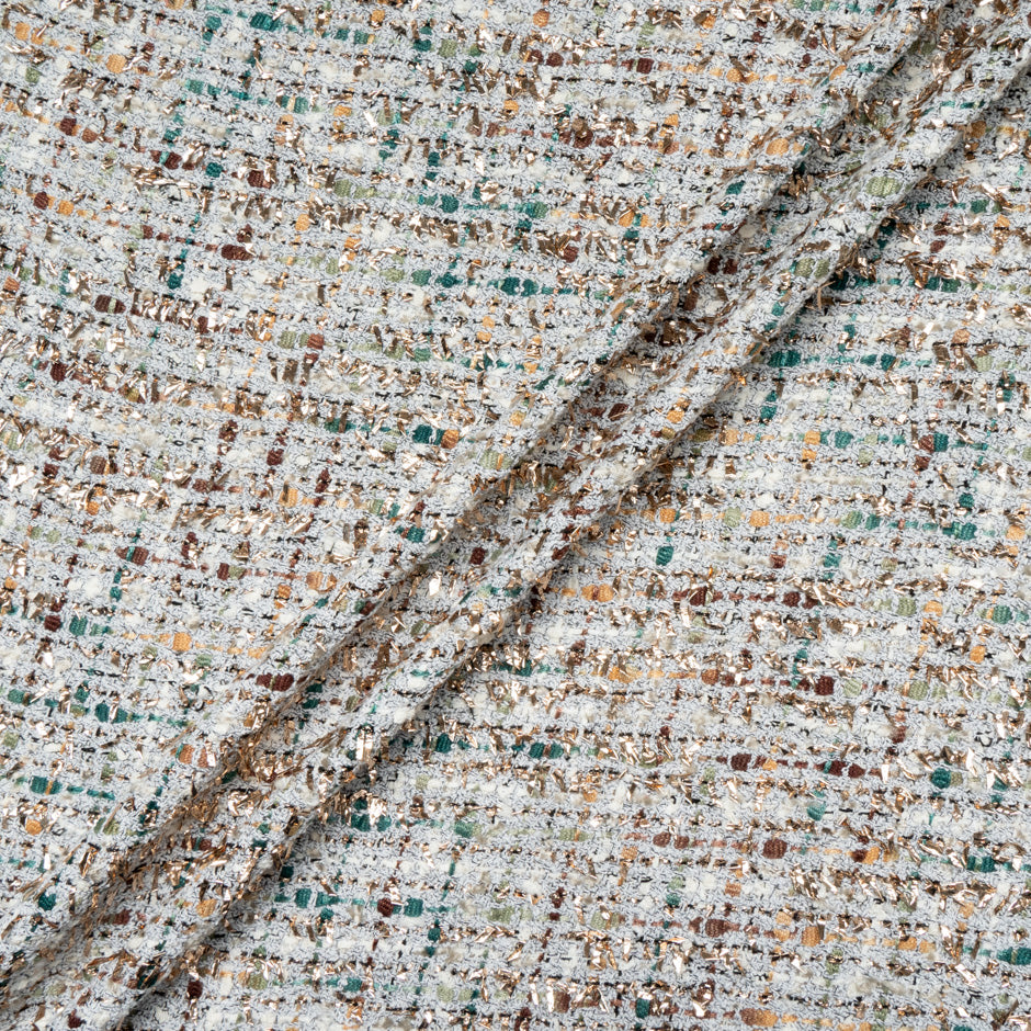 Multi-Coloured & Gold Metallic Woven Bouclé