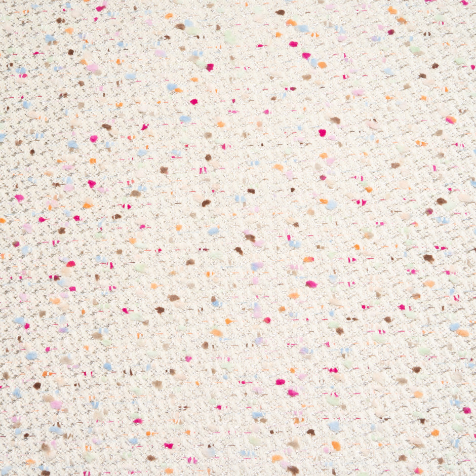 Multi-Coloured Threaded Cream Metallic Bouclé
