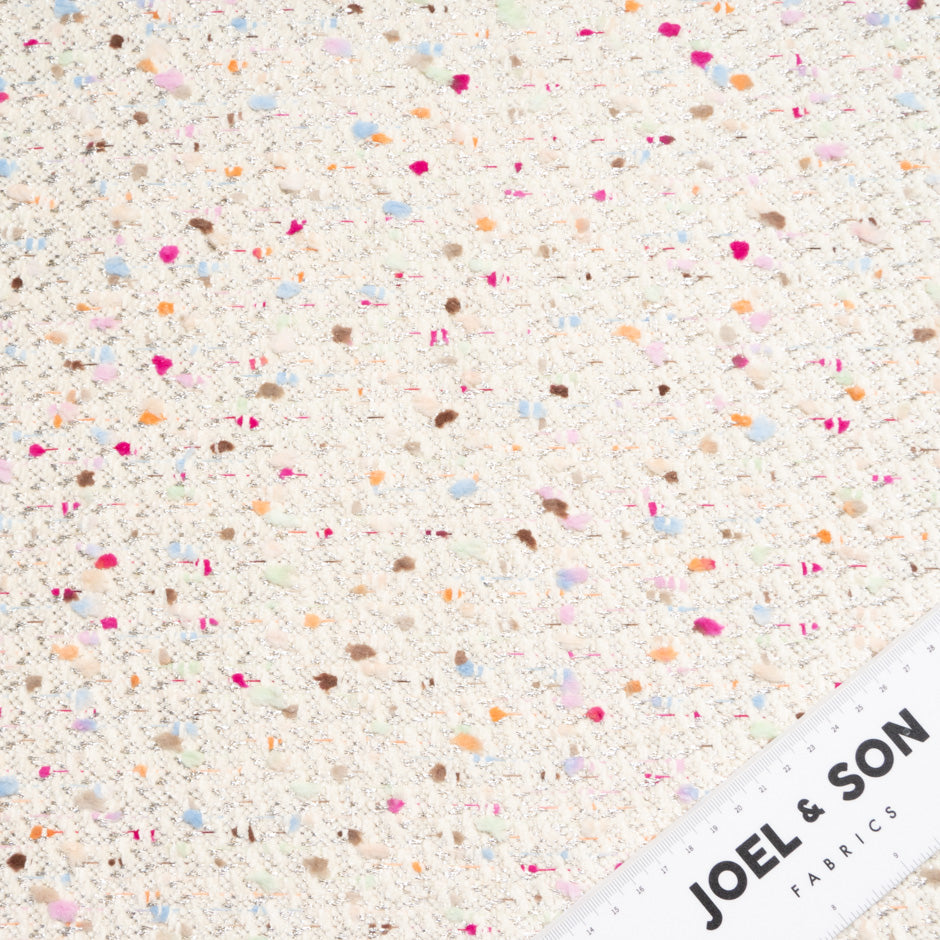 Multi-Coloured Threaded Cream Metallic Bouclé