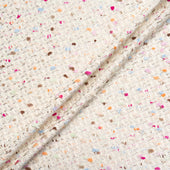 Multi-Coloured Threaded Cream Metallic Bouclé