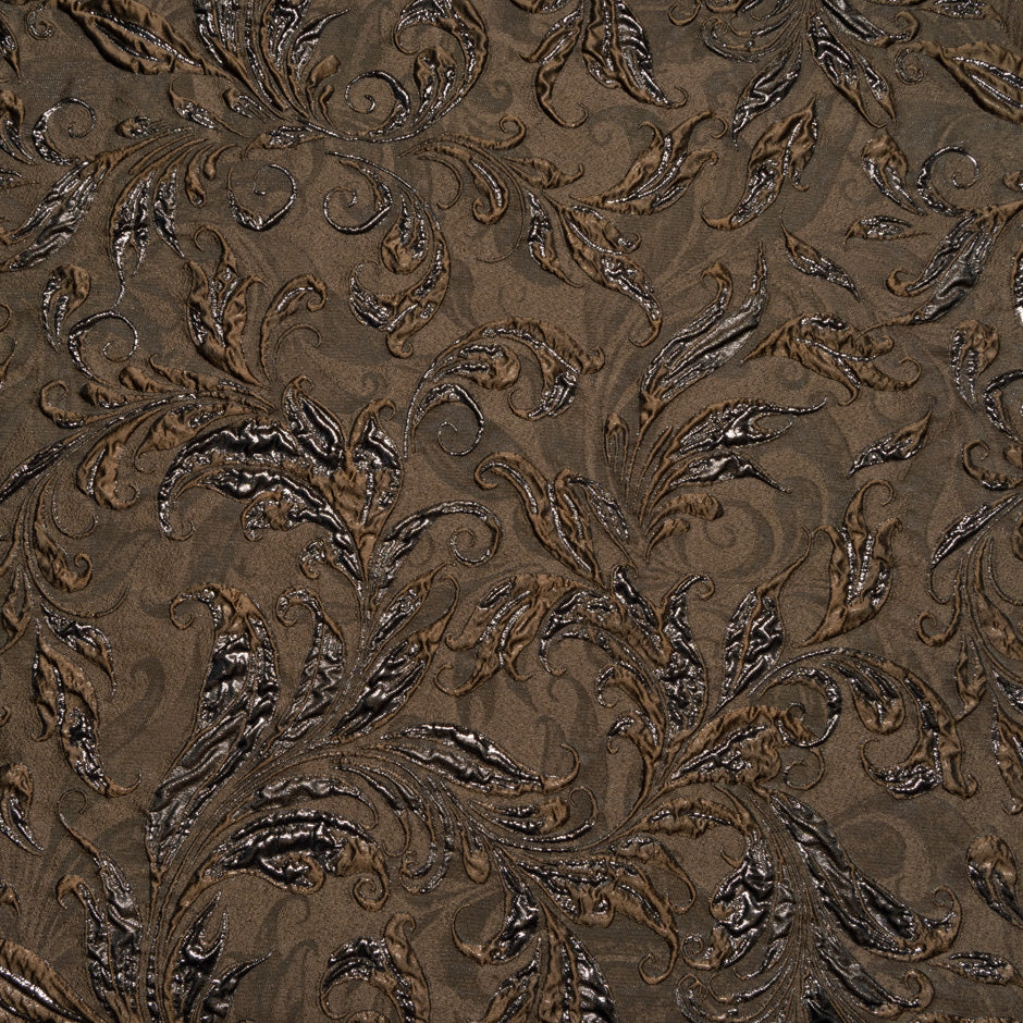 Chocolate Brown Metallic Patterned Cloqué