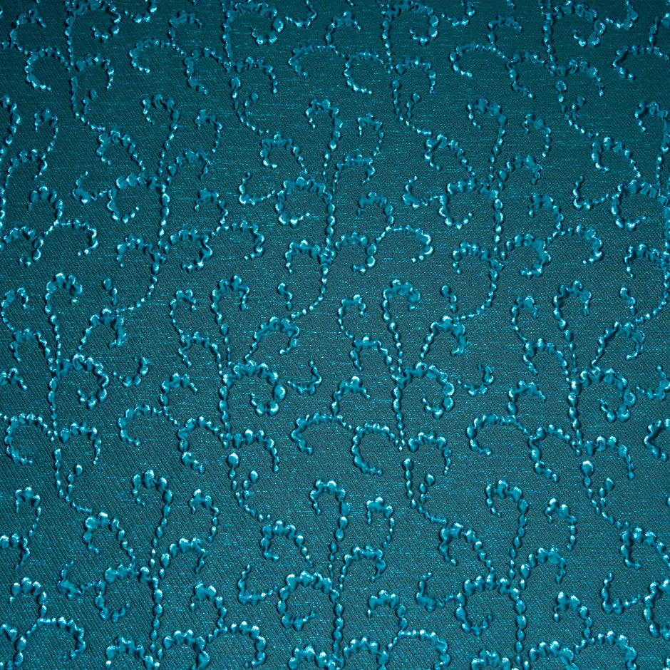 Geometric Teal Green Metallic Cloqué