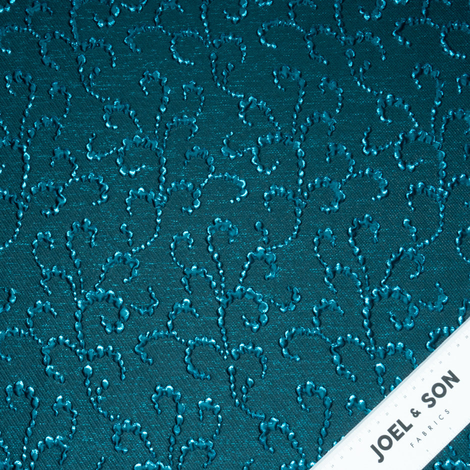Geometric Teal Green Metallic Cloqué