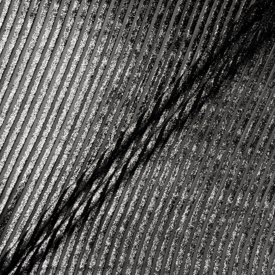 Silver Striped Black Devoré Velvet