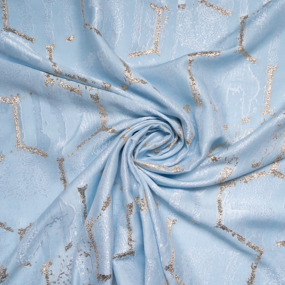 Gold 'Honey Comb' Jacquard Baby Blue Brocade