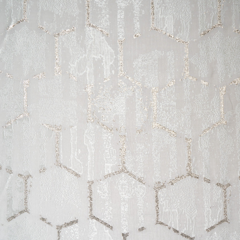 Gold 'Honey Comb' Jacquard Pale Taupe Brocade