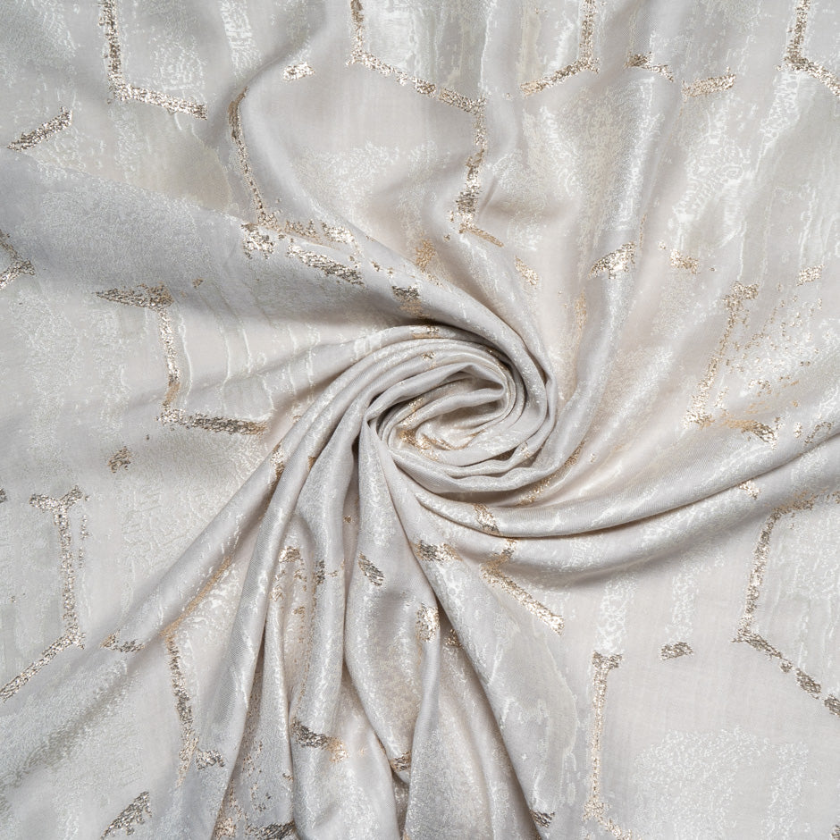 Gold 'Honey Comb' Jacquard Pale Taupe Brocade