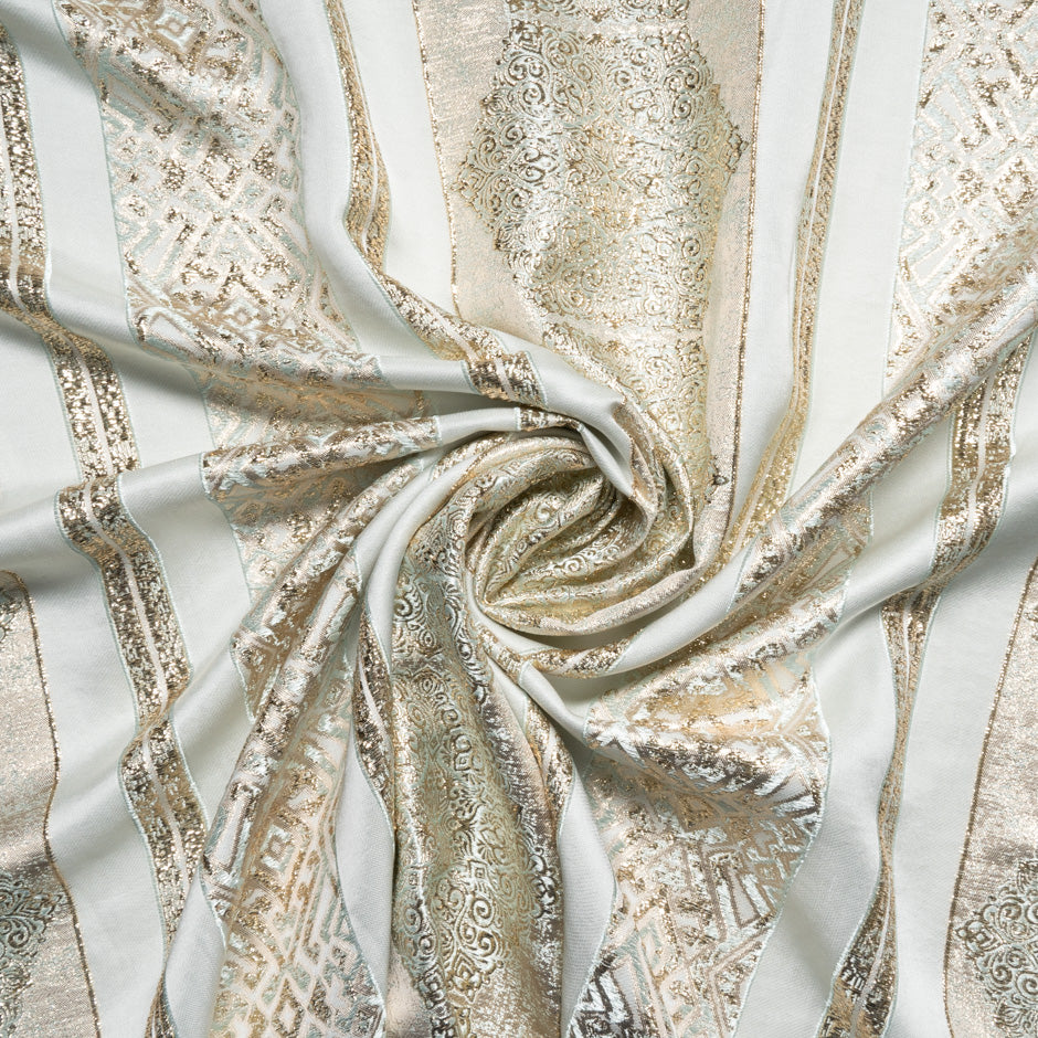 Gold Patterned Pale Mint Green Brocade