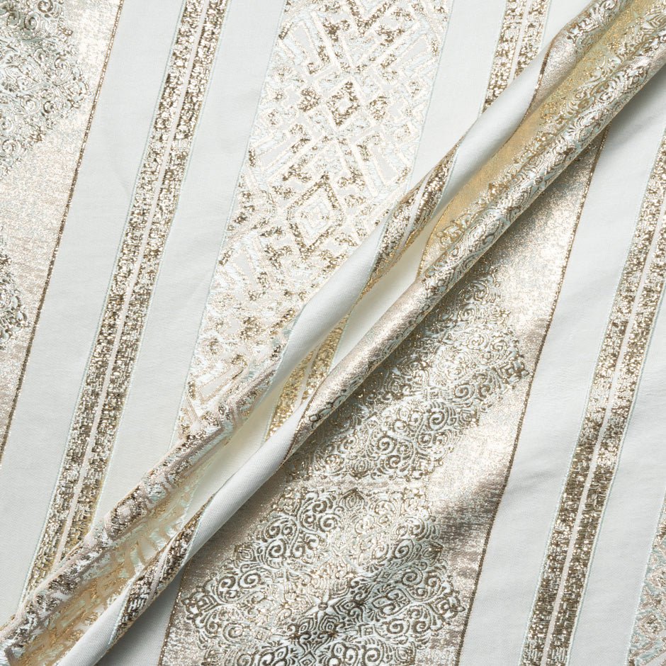 Gold Patterned Pale Mint Green Brocade
