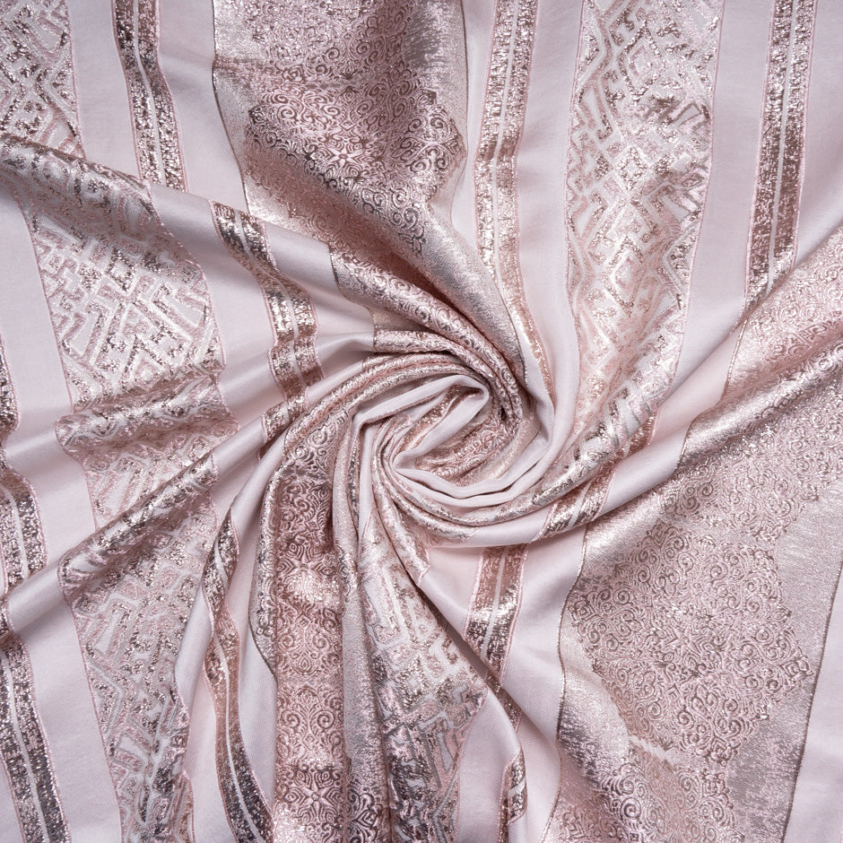 Gold Patterned Baby Pink Brocade
