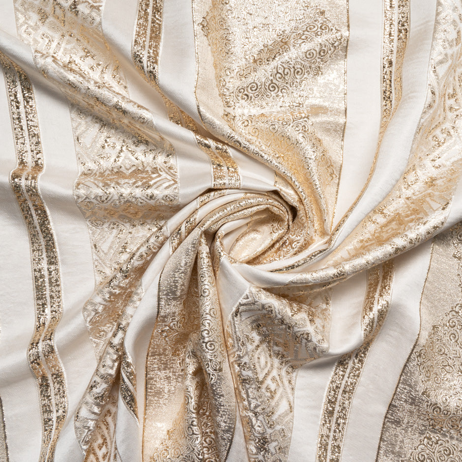 Gold Patterned Cream Brocade
