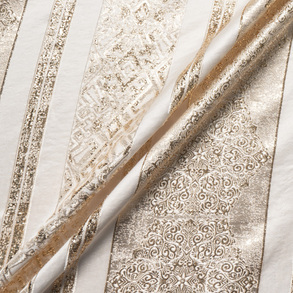 Gold Patterned Cream Brocade