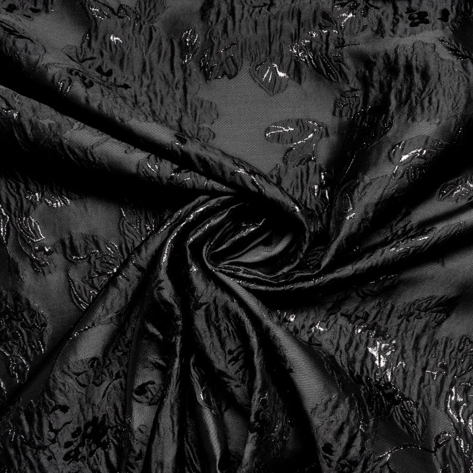 Metallic Floral Black Cloqué