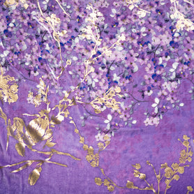 Gold Floral Heat Stamped Luxury Purple Velvet