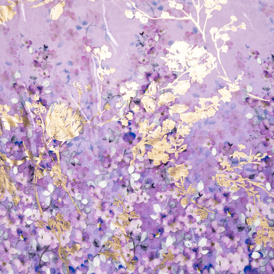 Gold Floral Heat Stamped Luxury Purple Velvet