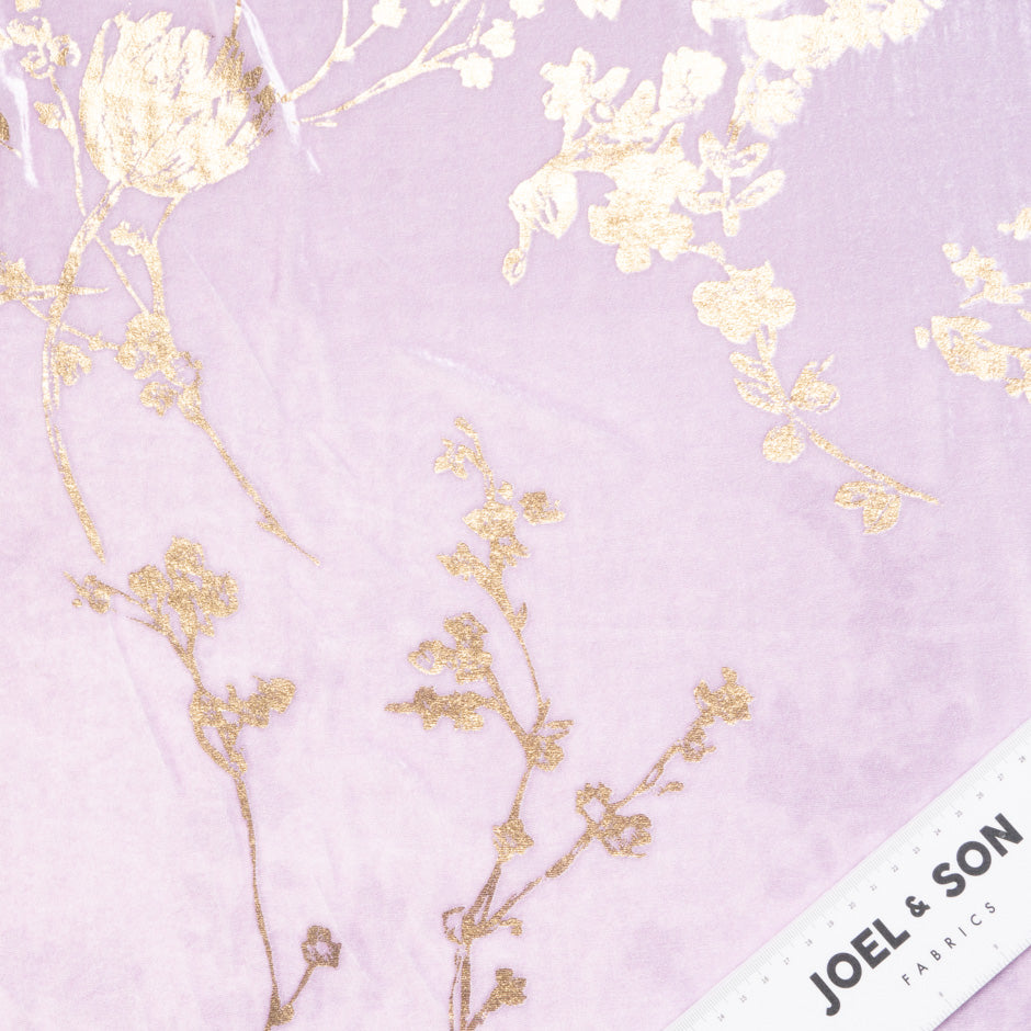 Gold Floral Heat Stamped Luxury Purple Velvet