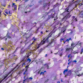 Gold Floral Heat Stamped Luxury Purple Velvet