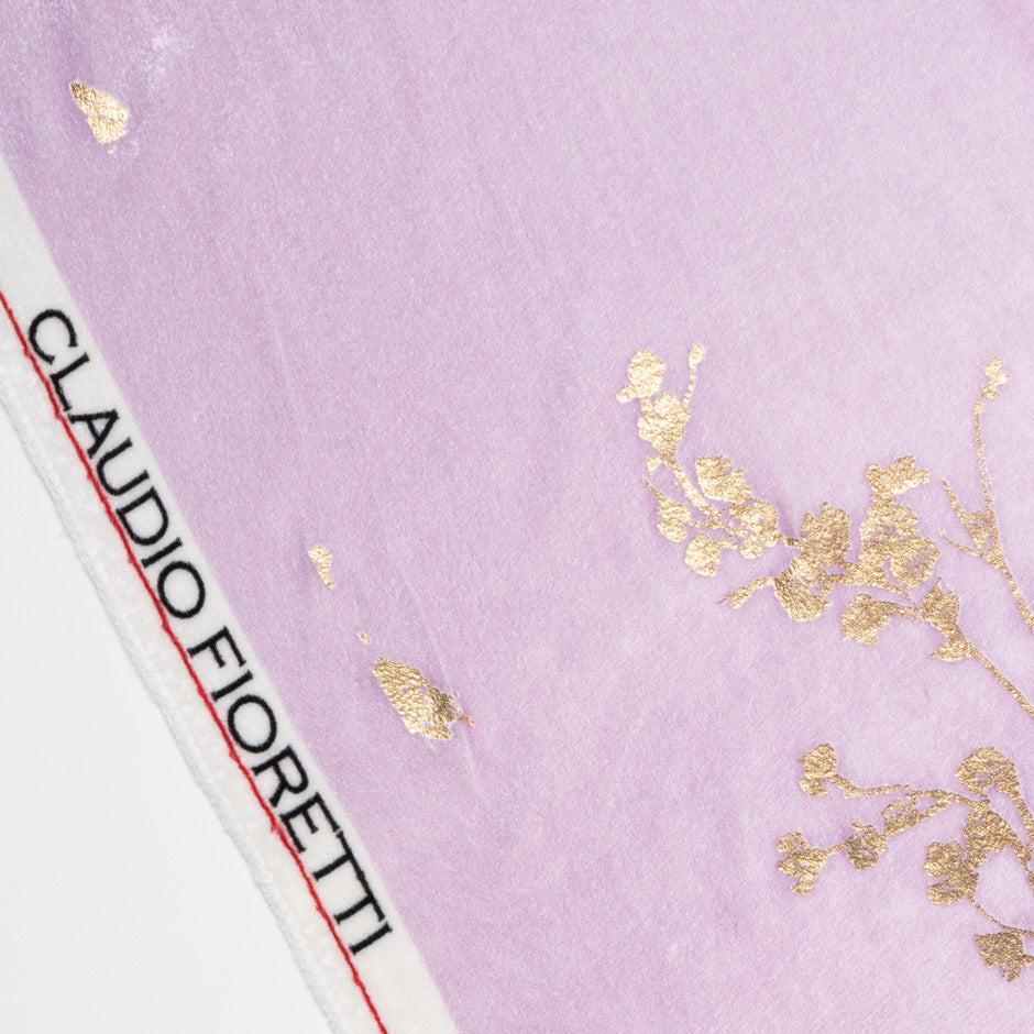 Gold Floral Heat Stamped Luxury Purple Velvet