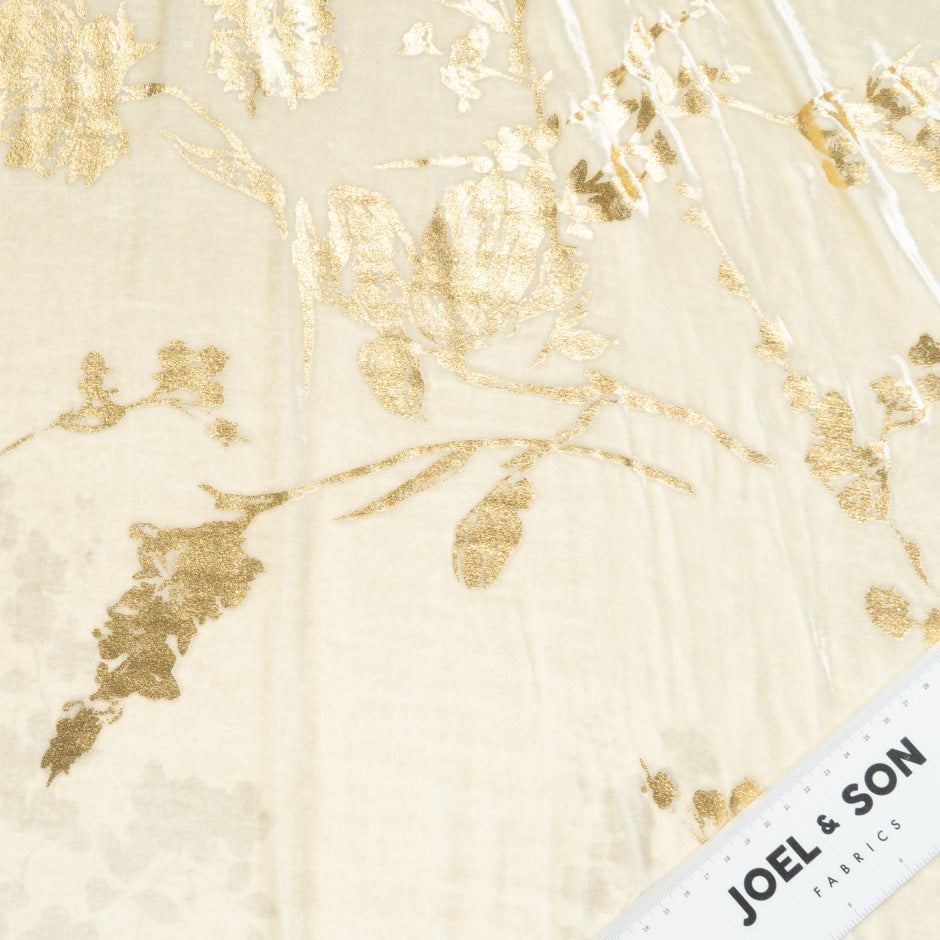 Multi-Coloured & Gold Floral Luxury Velvet